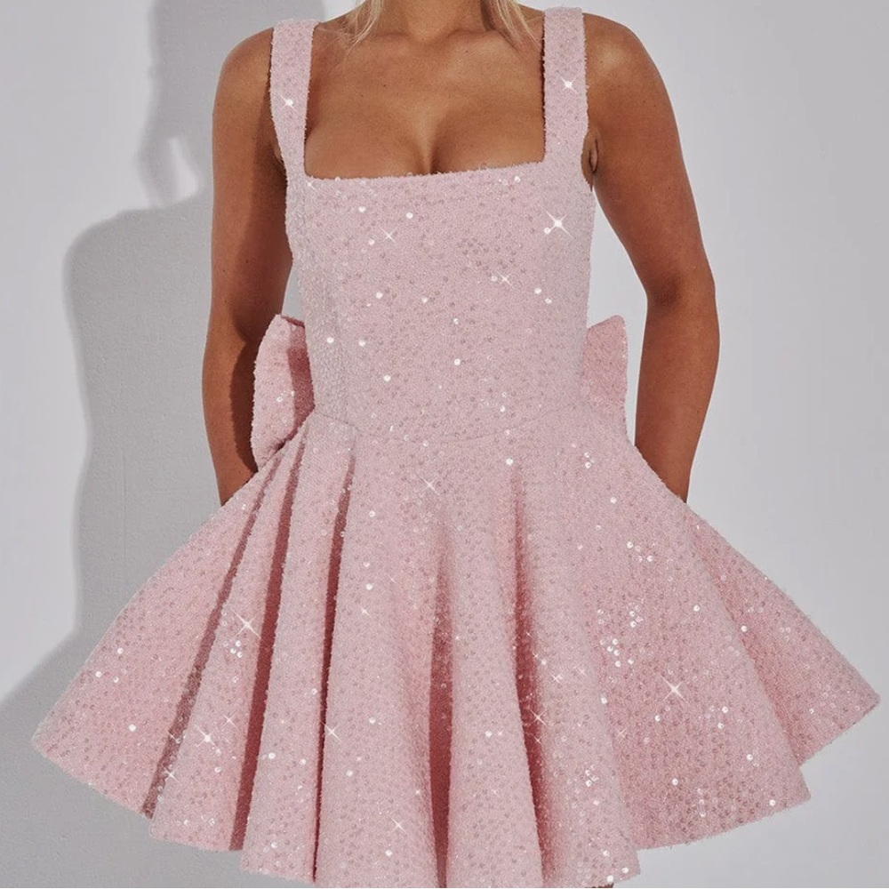 Sparkling Pink Bow Dress - Picture 2 of 4